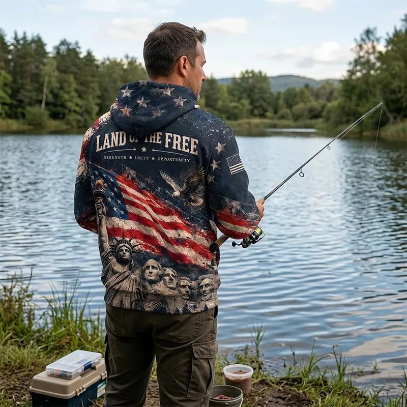 Personalized Land Of The Free Bald Eagle American Flag Hoodie