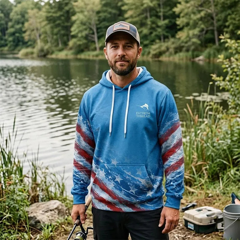 Custom One Nation Under Rod Patriotic Fishing Hoodie