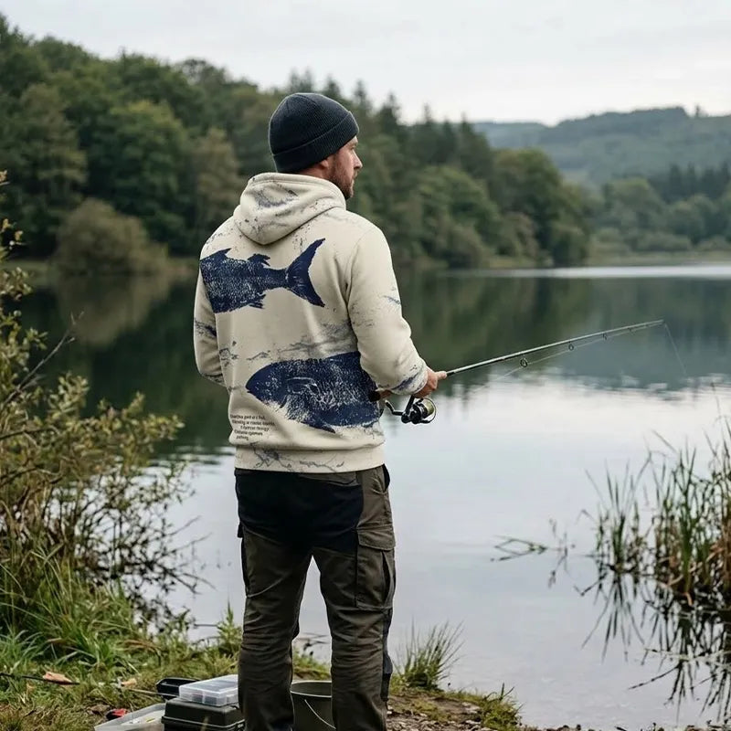 Fathom Thread Gyotaku Fishing Art Outdoor Hoodie