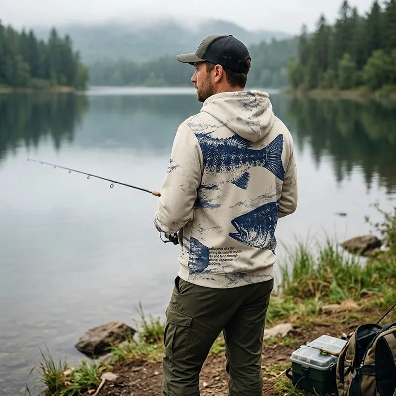 Fathom Thread Gyotaku Bass Fishing Hoodie