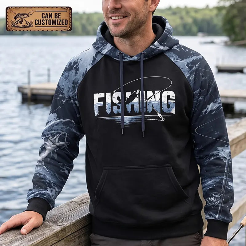 Personalized Fishing Raglan Outdoor Adventure Hoodie