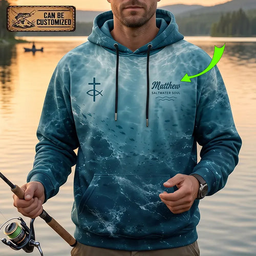 Personalized Romans 12:2 Christian Ocean Fishing Hoodie