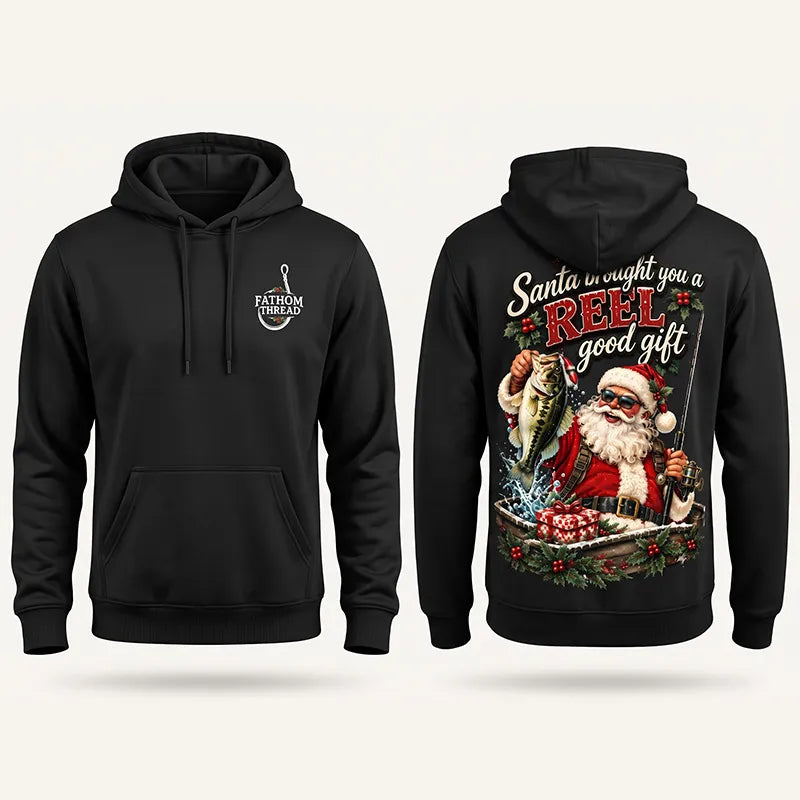 Santa REEL Good Gift Fishing Christmas Hoodie