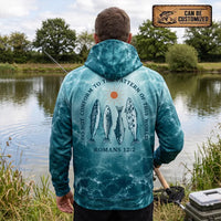 Personalized Romans 12:2 Christian Ocean Fishing Hoodie