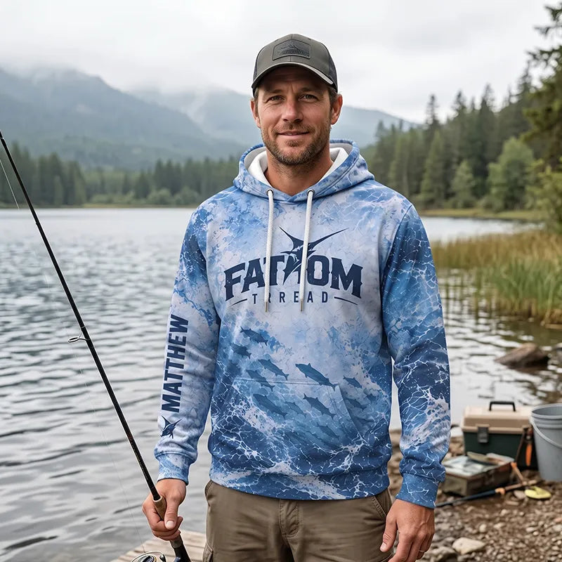 Ocean Waves Swordfish Personalized Fishing Hoodie