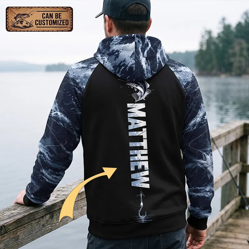 Personalized Fishing Raglan Outdoor Adventure Hoodie
