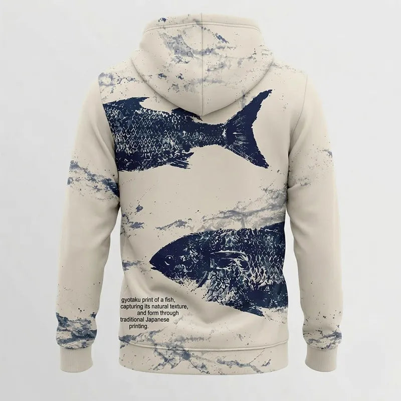 Fathom Thread Gyotaku Fishing Art Outdoor Hoodie