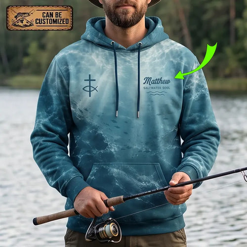 Personalized Romans 12:2 Christian Ocean Fishing Hoodie