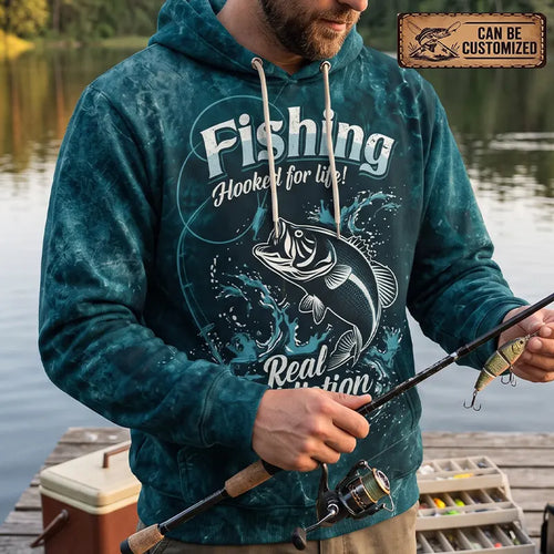 Personalized Hooked for Life Fishing Hoodie