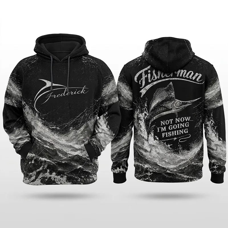 Personalized Sailfish Fisherman Not Now I'm Going Fishing Hoodie