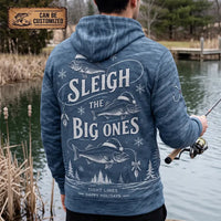 Personalized Sleigh the Big Ones Christmas Fishing Hoodie