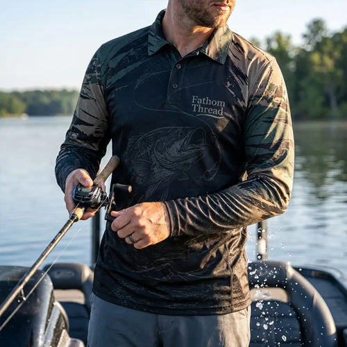 Hook Fight Land Fishing Polo Long Sleeve Shirt