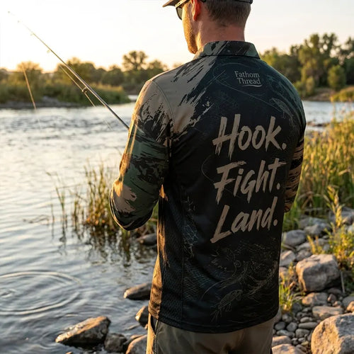Hook Fight Land Fishing Polo Long Sleeve Shirt