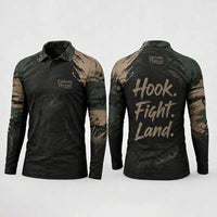 Hook Fight Land Fishing Polo Long Sleeve Shirt
