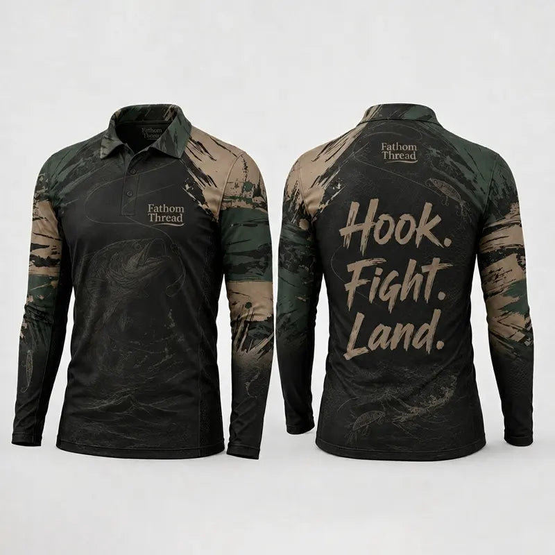 Hook Fight Land Fishing Polo Long Sleeve Shirt