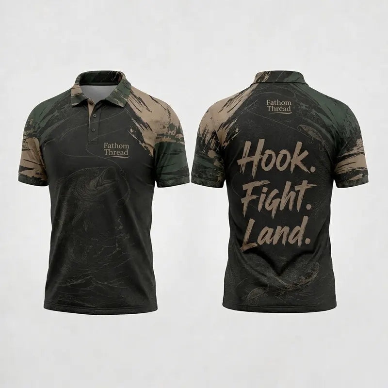 Hook Fight Land Fishing Polo Shirt