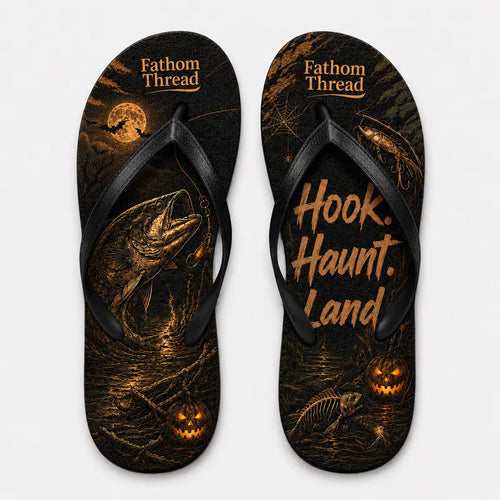 Hook Haunt Land Halloween Fishing Flip Flops