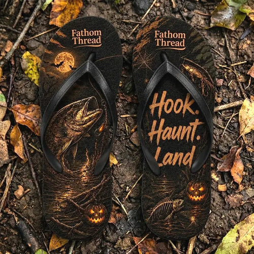 Hook Haunt Land Halloween Fishing Flip Flops