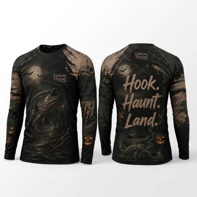 Hook Haunt Land Halloween Fishing Long Sleeve Shirt