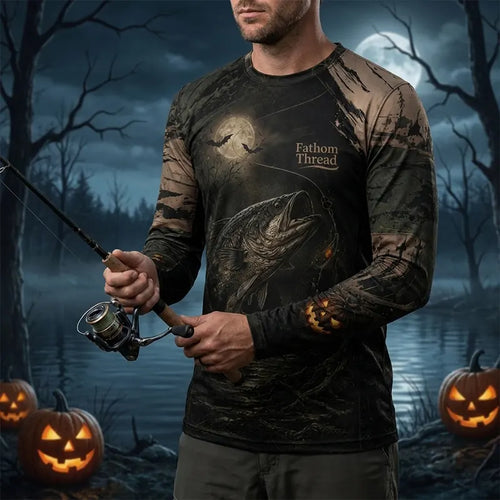 Hook Haunt Land Halloween Fishing Long Sleeve Shirt