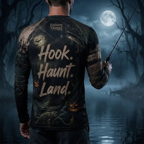 Hook Haunt Land Halloween Fishing Long Sleeve Shirt