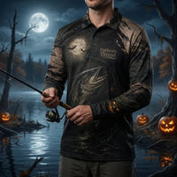 Hook Haunt Land Halloween Fishing Polo Long Sleeve Shirt