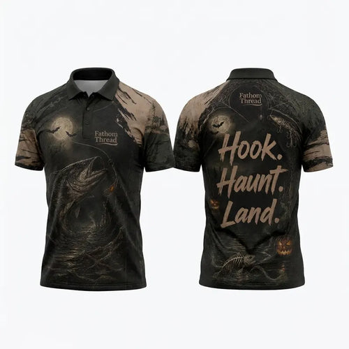 Hook Haunt Land Halloween Fishing Polo Shirt