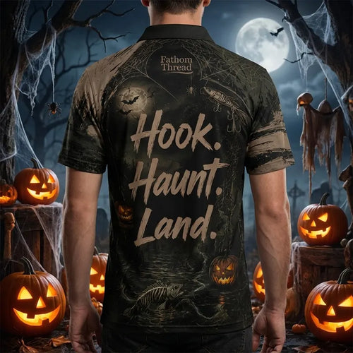 Hook Haunt Land Halloween Fishing Polo Shirt