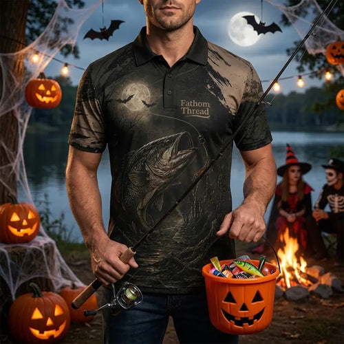 Hook Haunt Land Halloween Fishing Polo Shirt