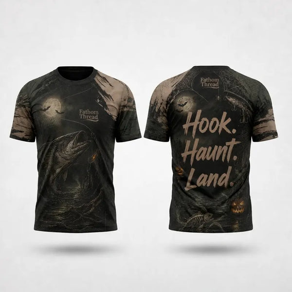 Hook Haunt Land Halloween Fishing T-Shirt 2026