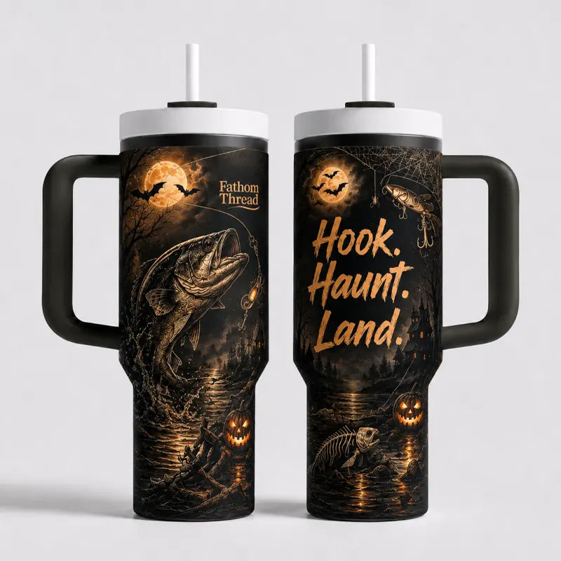 Hook Haunt Land Halloween Fishing Tumbler