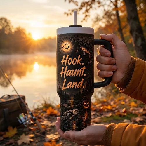 Hook Haunt Land Halloween Fishing Tumbler