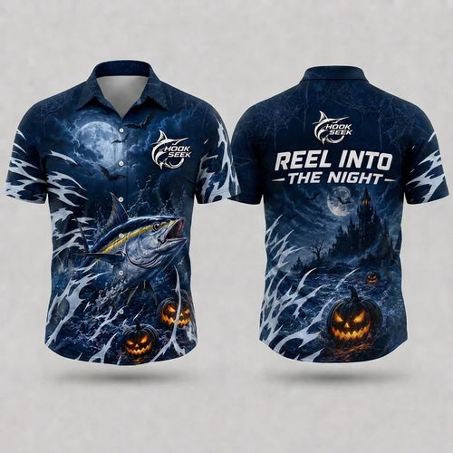 Hook Seek Reel Into The Night Halloween Hawaiian Shirt