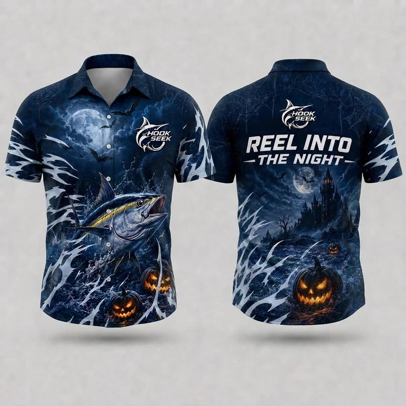 Hook Seek Reel Into The Night Halloween Hawaiian Shirt