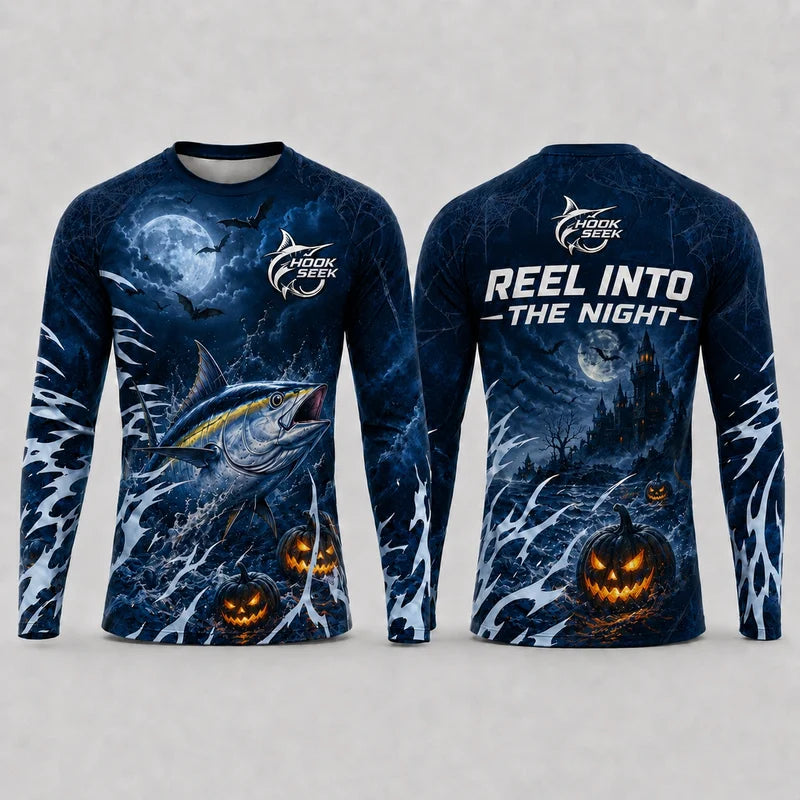 Hook Seek Reel Into The Night Halloween Long Sleeve Shirt