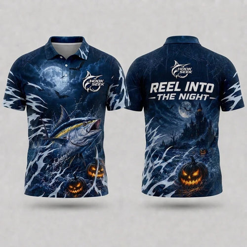 Hook Seek Reel Into The Night Halloween Polo Shirt