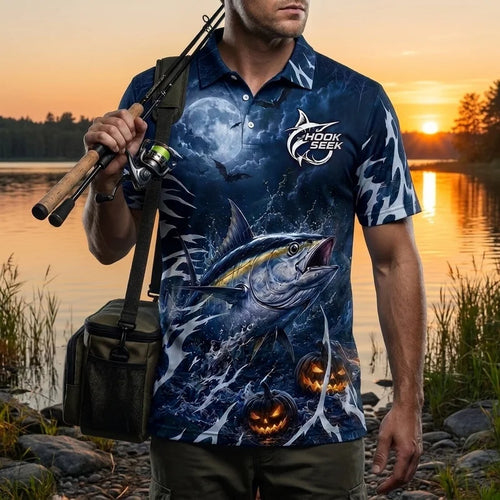 Hook Seek Reel Into The Night Halloween Polo Shirt