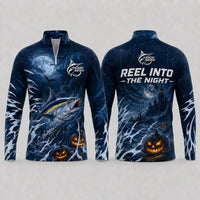 Hook Seek Reel Into The Night Halloween Zip Long Sleeve Shirt