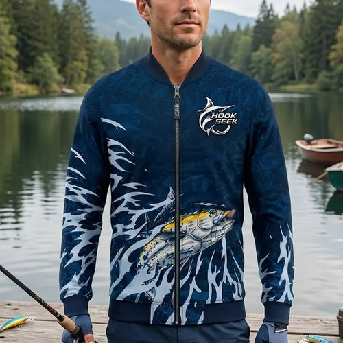 Hook Seek Tuna Strike Fishing Bomber Jacket