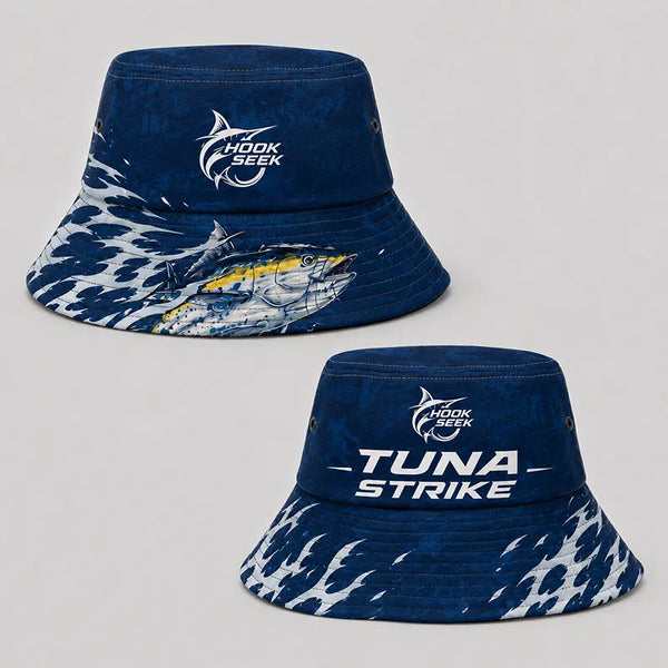 Hook Seek Tuna Strike Fishing Bucket Hat