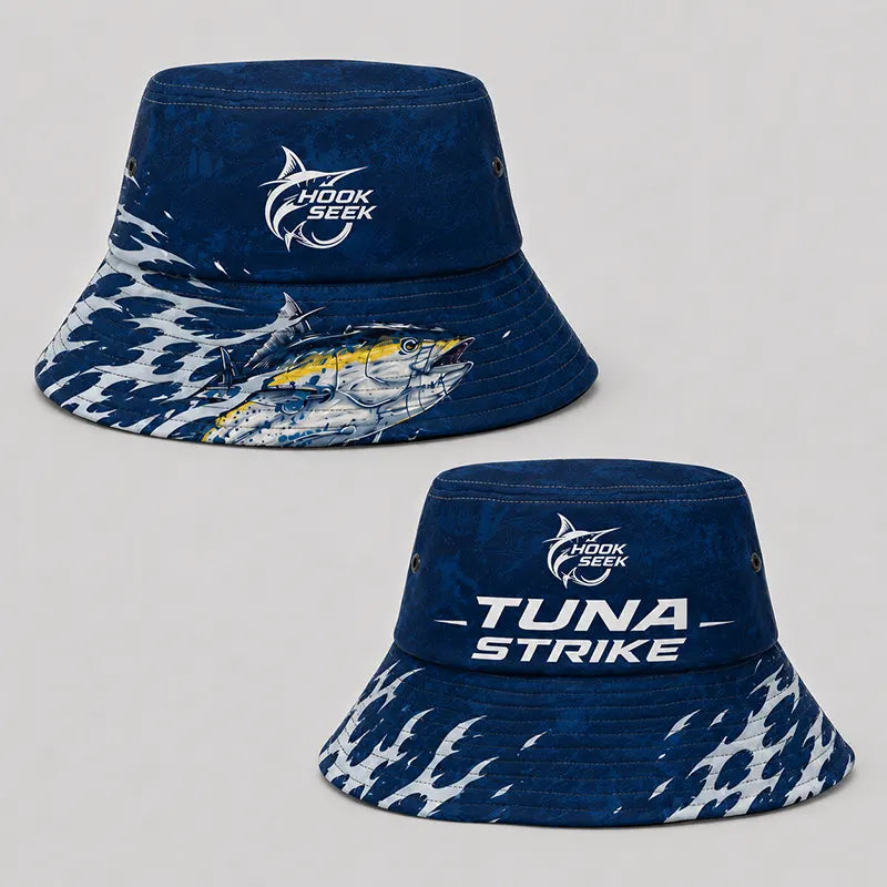 Hook Seek Tuna Strike Fishing Bucket Hat