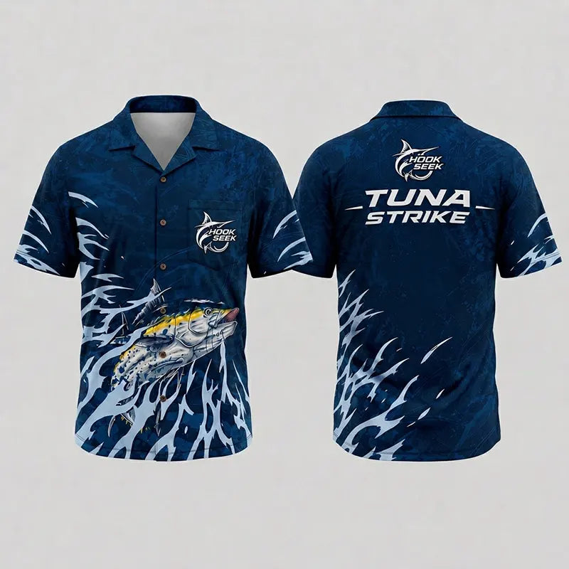 Hook Seek Tuna Strike Fishing Hawaiian Shirt