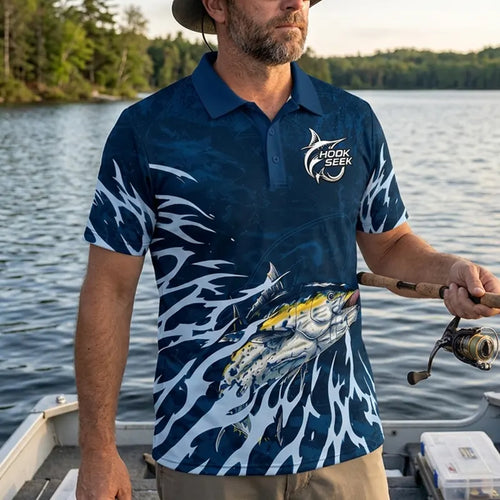 Hook Seek Tuna Strike Fishing Polo Shirt