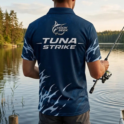 Hook Seek Tuna Strike Fishing Polo Shirt