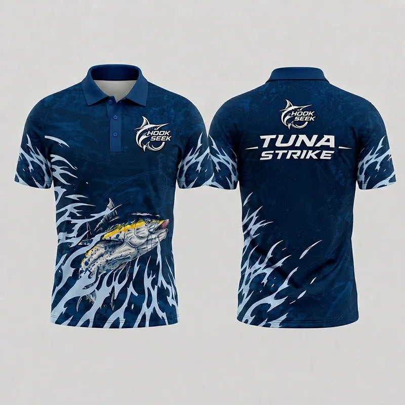 Hook Seek Tuna Strike Fishing Polo Shirt