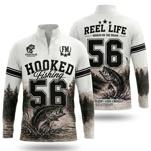 Hooked Fishing 56 Reel Life Zip Long Sleeve Shirt
