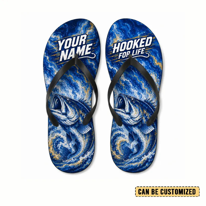 Hooked For Life Personalized Fishing Flip Flops