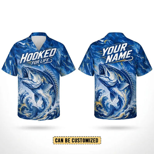 Hooked For Life Personalized Fishing Hawaiian Shirt