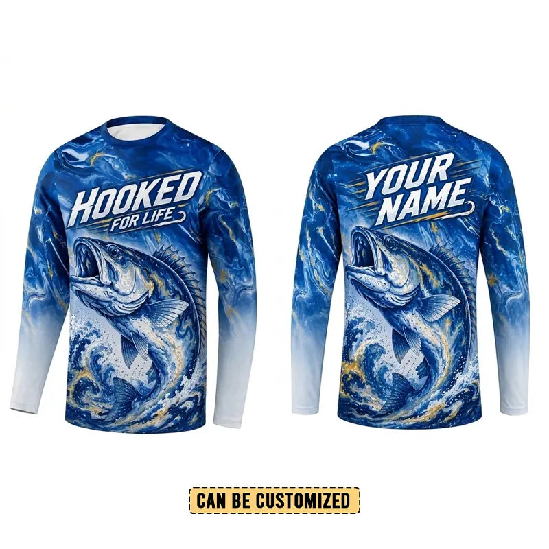 Hooked For Life Personalized Fishing Long Sleeve Shirt