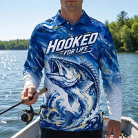 Hooked For Life Personalized Fishing Polo Long Sleeve Shirt